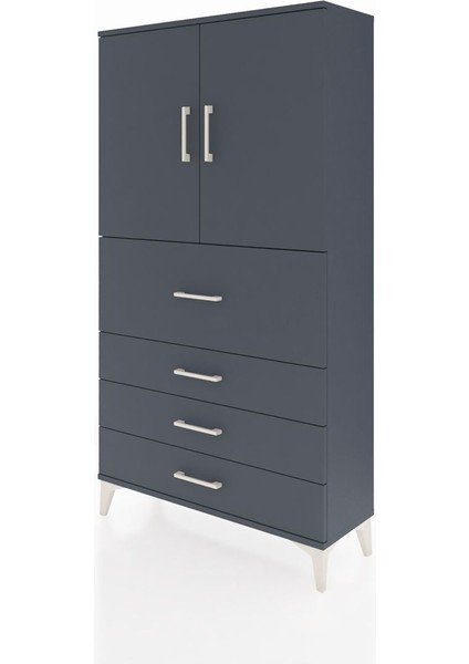 Arges Dolap 3 Raflı 4 Çekmeceli 2 Kapaklı 88X30X163 Antrasit-Antrasit modelleri