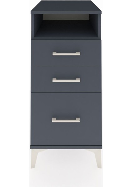 Kronos Komodin Tek Raflı 3 Çekmeceli 44X59X96 Antrasit-Antrasit