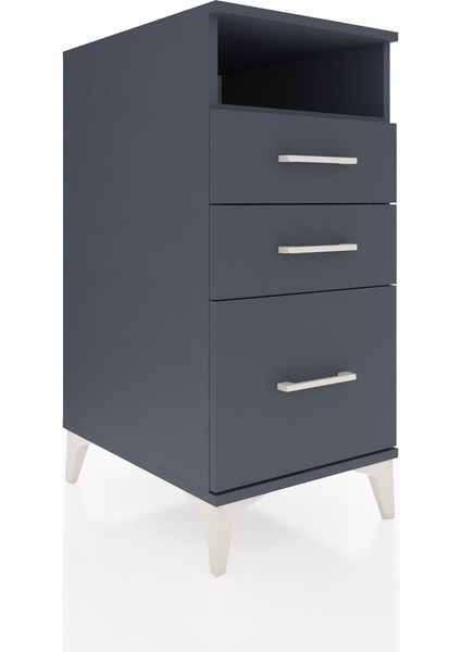 Kronos Komodin Tek Raflı 3 Çekmeceli 44X59X96 Antrasit-Antrasit fiyatları