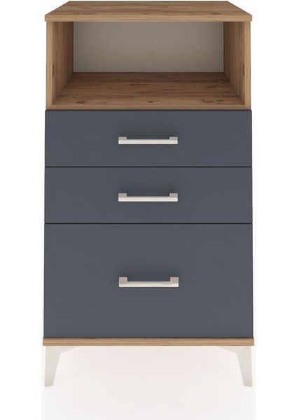 Hyperion Komodin Tek Raflı 3 Çekmeceli 60X44X106 Çam-Antrasit