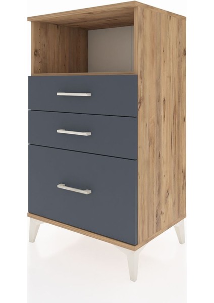 Hyperion Komodin Tek Raflı 3 Çekmeceli 60X44X106 Çam-Antrasit modelleri