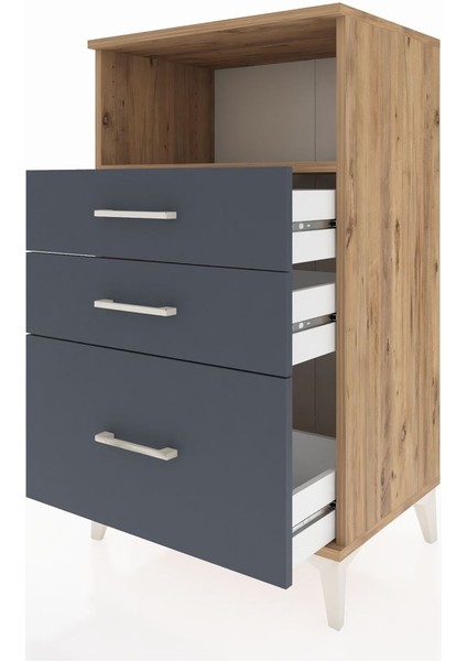 Hyperion Komodin Tek Raflı 3 Çekmeceli 60X44X106 Çam-Antrasit fırsatları