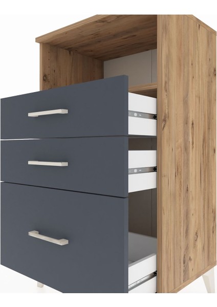 Hyperion Komodin Tek Raflı 3 Çekmeceli 60X44X106 Çam-Antrasit indirimleri