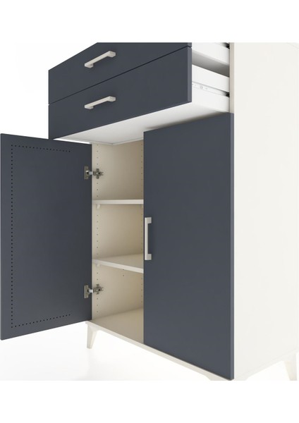 Hyperion Dolap 2 Raflı 2 Çekmeceli 2 Kapaklı 88X44X134 Aytaşı-Antrasit indirimleri