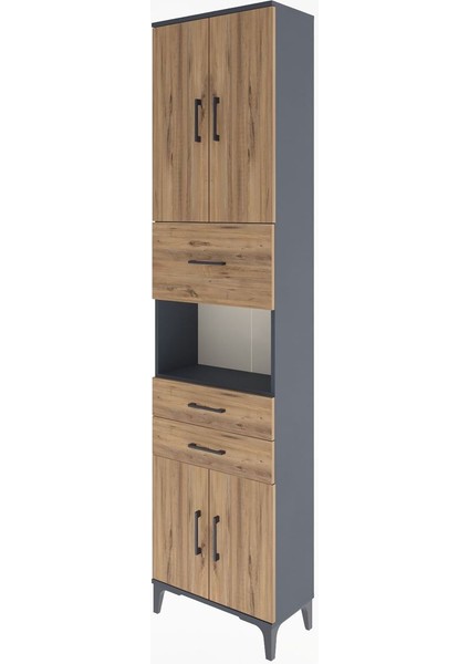 Arges Dolap 3 Raflı 3 Çekmeceli 4 Kapaklı 60X30X243 Antrasit-Çam modelleri