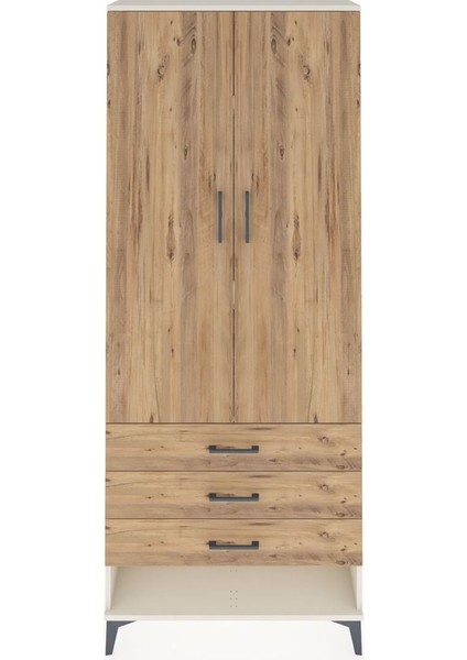 Arges Dolap 3 Raflı 3 Çekmeceli 2 Kapaklı 88X30X221 Aytaşı-Çam