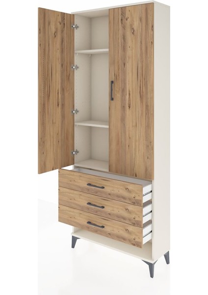 Arges Dolap 3 Raflı 3 Çekmeceli 2 Kapaklı 88X30X221 Aytaşı-Çam fırsatları
