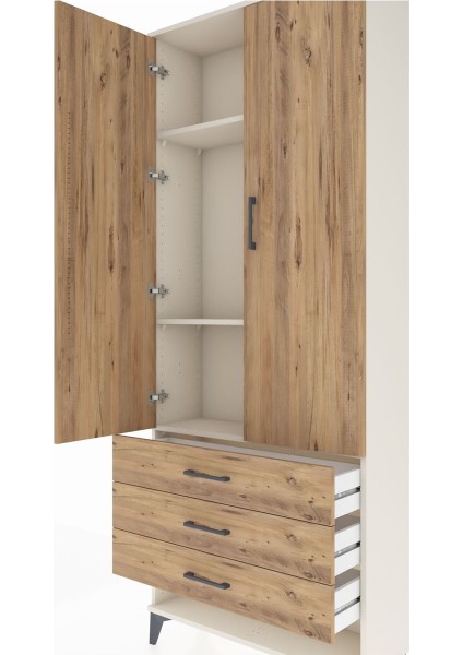 Arges Dolap 3 Raflı 3 Çekmeceli 2 Kapaklı 88X30X221 Aytaşı-Çam indirimleri