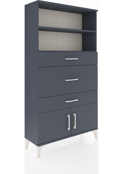 Arges Dolap 2 Raflı 3 Çekmeceli 2 Kapaklı 88X30X163 Antrasit-Antrasit fiyatları