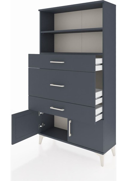 Arges Dolap 2 Raflı 3 Çekmeceli 2 Kapaklı 88X30X163 Antrasit-Antrasit fırsatları