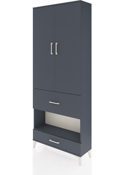 Arges Dolap 4 Raflı 2 Çekmeceli 2 Kapaklı 88X30X221 Antrasit-Antrasit modelleri