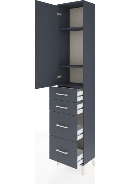 Arges Dolap 3 Raflı 4 Çekmeceli Tek Kapaklı 44X30X221 Antrasit-Antrasit fırsatları