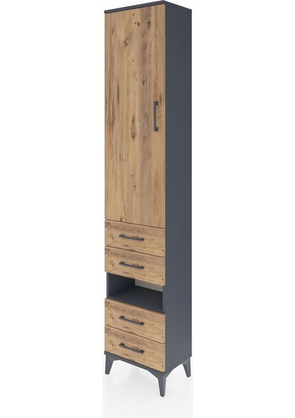 Arges Dolap 4 Raflı 4 Çekmeceli Tek Kapaklı 44X30X221 Antrasit-Çam modelleri