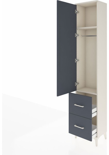 Arges Dolap 2 Raflı 2 Çekmeceli Tek Askılı 44X30X221 Aytaşı-Antrasit fırsatları