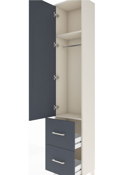 Arges Dolap 2 Raflı 2 Çekmeceli Tek Askılı 44X30X221 Aytaşı-Antrasit indirimleri