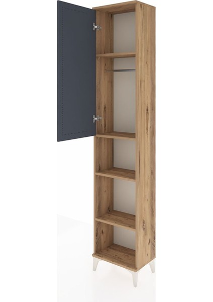 Arges Dolap 4 Raflı Tek Kapaklı Tek Askılı 44X30X221 Çam-Antrasit fırsatları