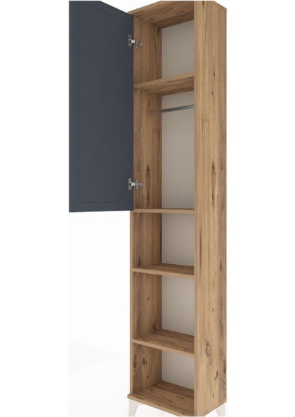 Arges Dolap 4 Raflı Tek Kapaklı Tek Askılı 44X30X221 Çam-Antrasit indirimleri