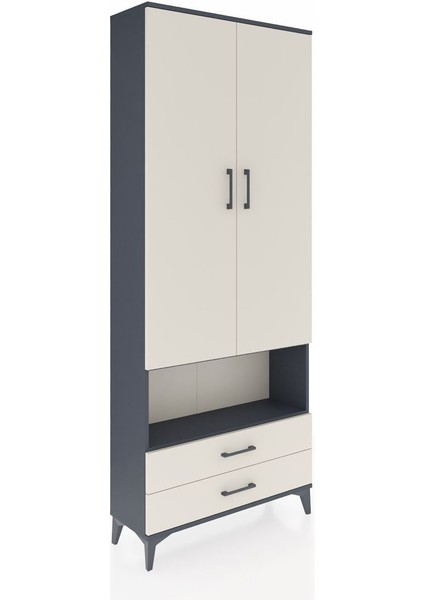 Arges Dolap 4 Raflı 2 Çekmeceli 2 Kapaklı 88X30X221 Antrasit-Aytaşı fiyatları