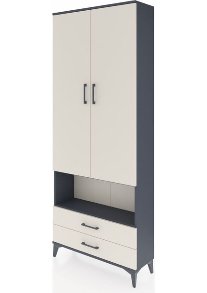 Arges Dolap 4 Raflı 2 Çekmeceli 2 Kapaklı 88X30X221 Antrasit-Aytaşı modelleri