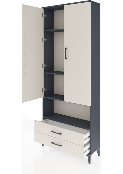 Arges Dolap 4 Raflı 2 Çekmeceli 2 Kapaklı 88X30X221 Antrasit-Aytaşı fırsatları