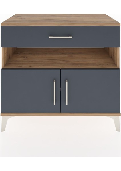 Hyperion Şifonyer 2 Raflı Tek Çekmeceli 2 Kapaklı 88X44X80 Çam-Antrasit