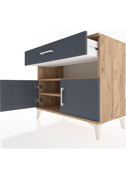 Hyperion Şifonyer 2 Raflı Tek Çekmeceli 2 Kapaklı 88X44X80 Çam-Antrasit indirimleri
