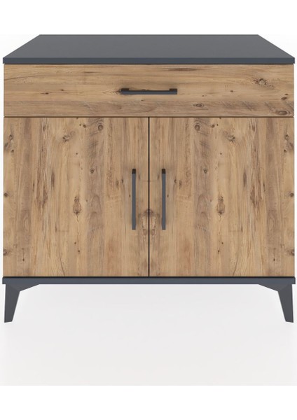 Hyperion Şifonyer Tek Raflı Tek Çekmeceli 2 Kapaklı 88X44X80 Antrasit-Çam