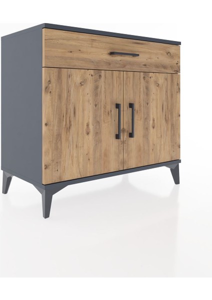 Hyperion Şifonyer Tek Raflı Tek Çekmeceli 2 Kapaklı 88X44X80 Antrasit-Çam fiyatları