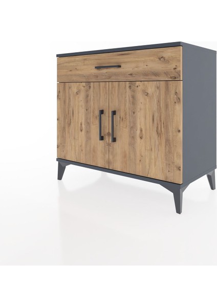 Hyperion Şifonyer Tek Raflı Tek Çekmeceli 2 Kapaklı 88X44X80 Antrasit-Çam modelleri