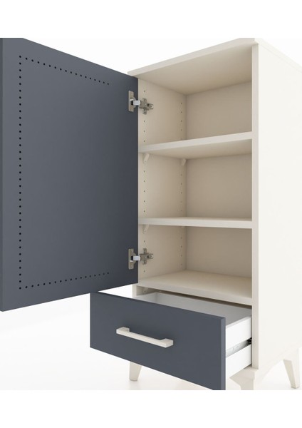 Arges Komodin 3 Raflı Tek Çekmeceli Tek Kapaklı 44X30X96 Aytaşı-Antrasit indirimleri