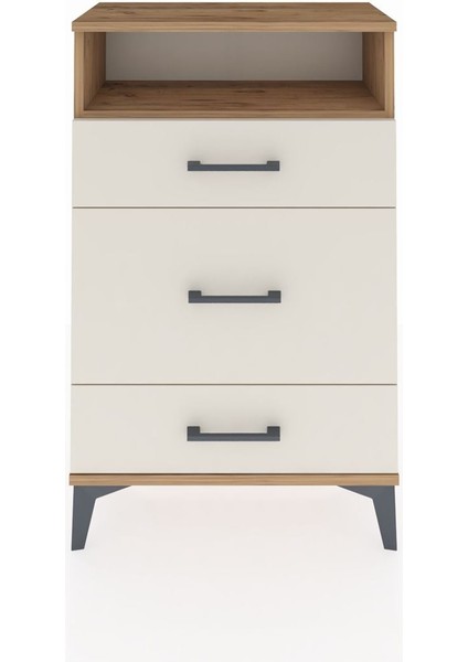 Arges Komodin Tek Raflı 3 Çekmeceli 60X30X96 Çam-Aytaşı