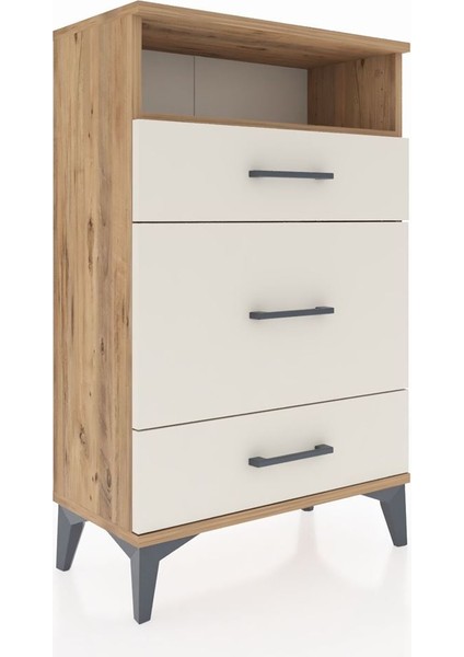Arges Komodin Tek Raflı 3 Çekmeceli 60X30X96 Çam-Aytaşı fiyatları