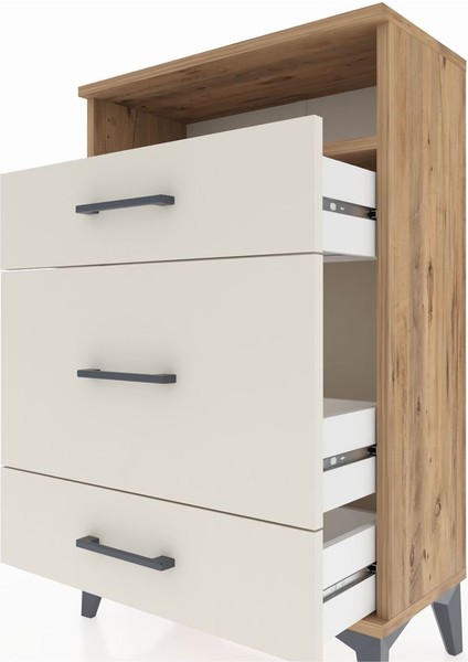 Arges Komodin Tek Raflı 3 Çekmeceli 60X30X96 Çam-Aytaşı indirimleri