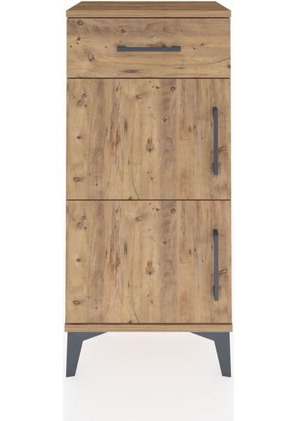 Arges Komodin Tek Raflı Tek Çekmeceli 2 Kapaklı 44X30X96 Çam-Çam