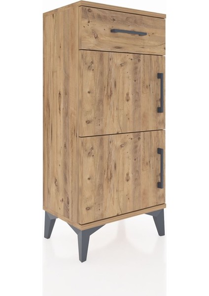 Arges Komodin Tek Raflı Tek Çekmeceli 2 Kapaklı 44X30X96 Çam-Çam fiyatları