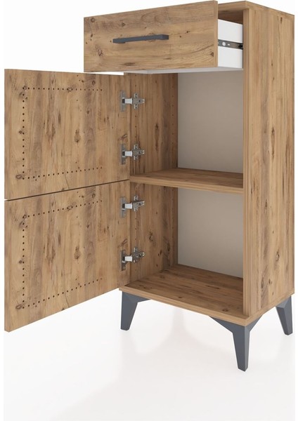 Arges Komodin Tek Raflı Tek Çekmeceli 2 Kapaklı 44X30X96 Çam-Çam fırsatları