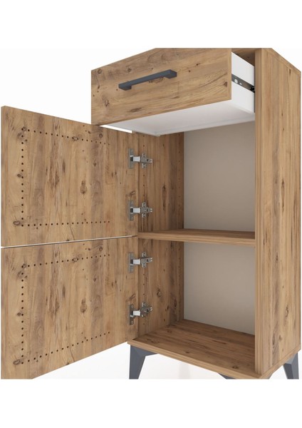 Arges Komodin Tek Raflı Tek Çekmeceli 2 Kapaklı 44X30X96 Çam-Çam indirimleri