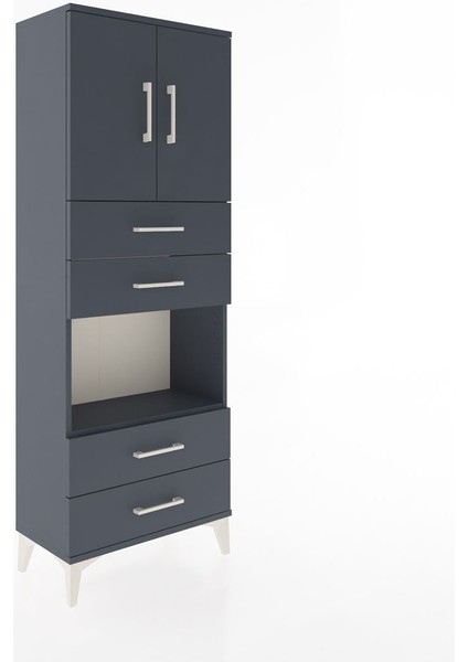 Arges Dolap 3 Raflı 4 Çekmeceli 2 Kapaklı 60X30X163 Antrasit-Antrasit fiyatları