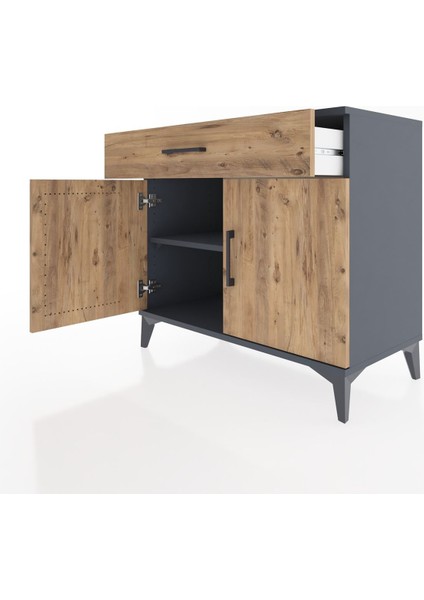 Hyperion Şifonyer Tek Raflı Tek Çekmeceli 2 Kapaklı 88X44X80 Antrasit-Çam fırsatları