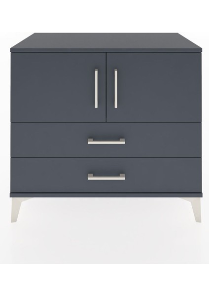 Hyperion Şifonyer Tek Raflı 2 Çekmeceli 2 Kapaklı 88X44X80 Antrasit-Antrasit