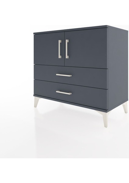 Hyperion Şifonyer Tek Raflı 2 Çekmeceli 2 Kapaklı 88X44X80 Antrasit-Antrasit modelleri