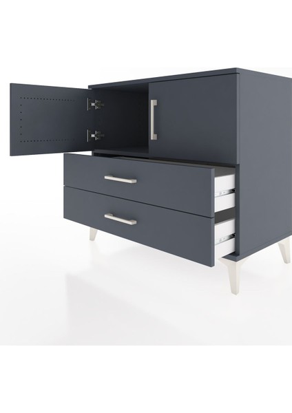 Hyperion Şifonyer Tek Raflı 2 Çekmeceli 2 Kapaklı 88X44X80 Antrasit-Antrasit fırsatları
