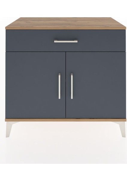 Hyperion Şifonyer Tek Raflı Tek Çekmeceli 2 Kapaklı 88X44X80 Çam-Antrasit