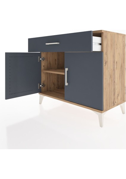 Hyperion Şifonyer Tek Raflı Tek Çekmeceli 2 Kapaklı 88X44X80 Çam-Antrasit fırsatları