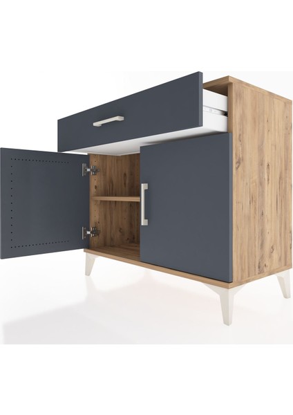Hyperion Şifonyer Tek Raflı Tek Çekmeceli 2 Kapaklı 88X44X80 Çam-Antrasit indirimleri