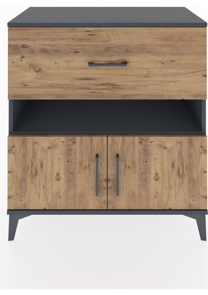 Hyperion Şifonyer 2 Raflı Tek Çekmeceli 2 Kapaklı 88X44X96 Antrasit-Çam