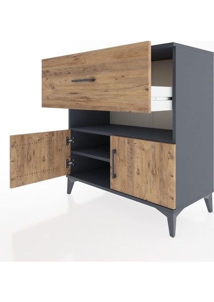 Hyperion Şifonyer 2 Raflı Tek Çekmeceli 2 Kapaklı 88X44X96 Antrasit-Çam fırsatları