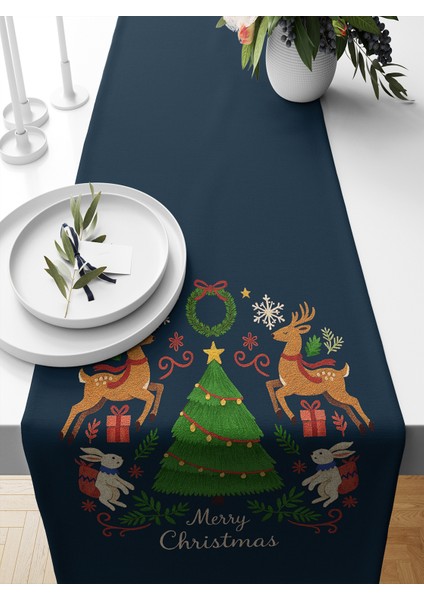 Yılbaşı Serisi 140X40 cm Dijital Baskılı Runner (Christmas Noel)