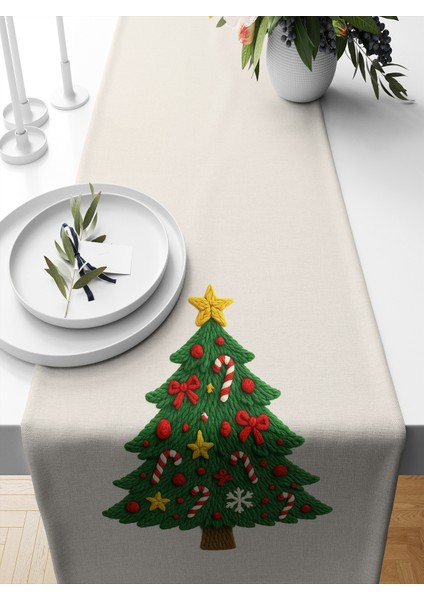 Yılbaşı Serisi 140X40 cm Dijital Baskılı Runner (Christmas Noel)