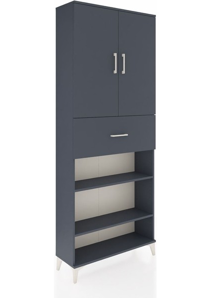 Arges Dolap 5 Raflı Tek Çekmeceli 2 Kapaklı 88X30X221 Antrasit-Antrasit fiyatları